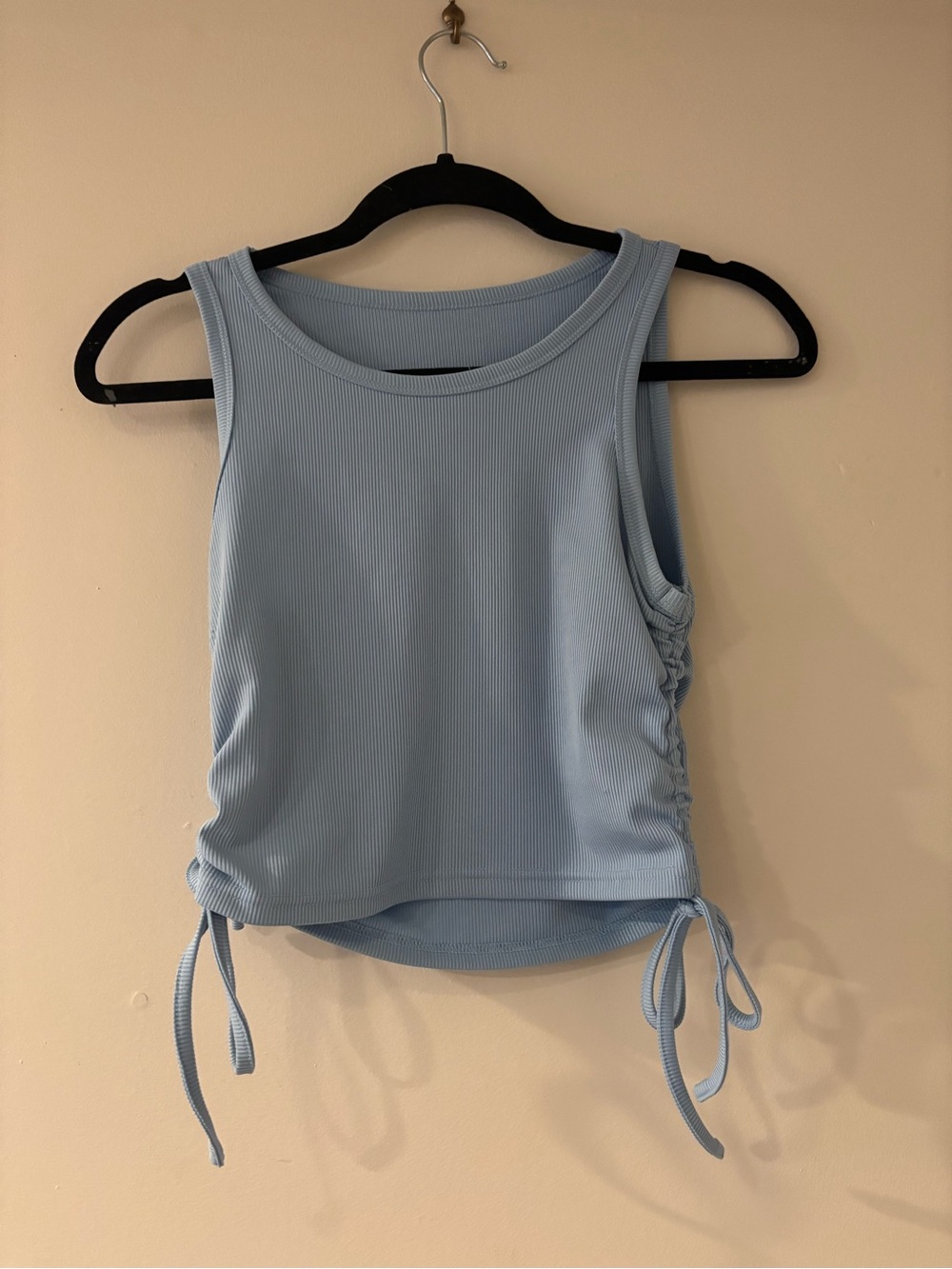 SHEIN Light Blue Ribbed Side-Drawstring Tank